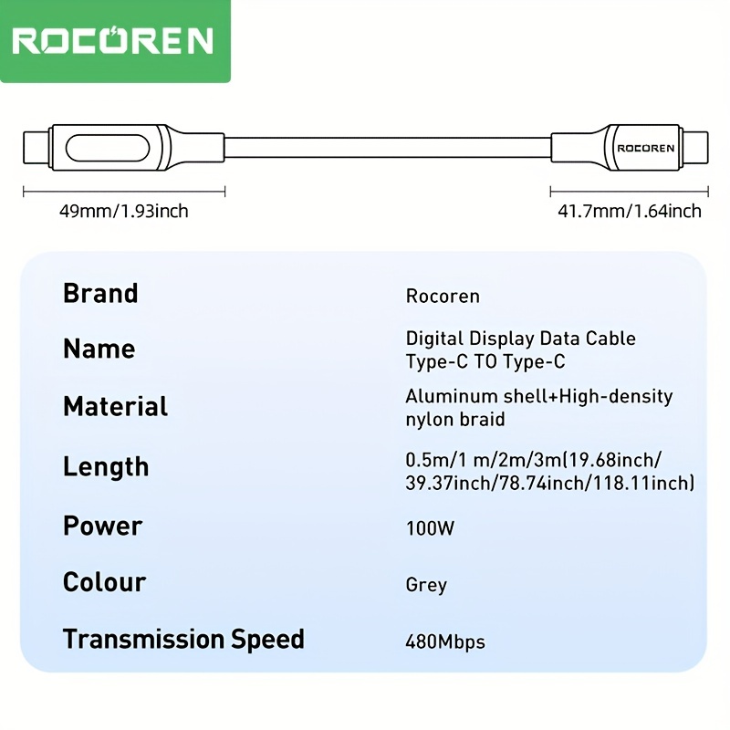 Rocoren 100W/ 60W USB C To Type C Cable USB PD 3.0 Fast Charging Charger  Wire Cord USB-C 5A TypeC USBC Cable For Macbook Pro Air Laptop, For iPhone  15