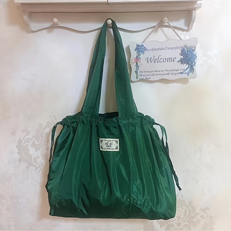 Foldable Large Shopping Bag, Trendy Light Drawstring Grocery Bag