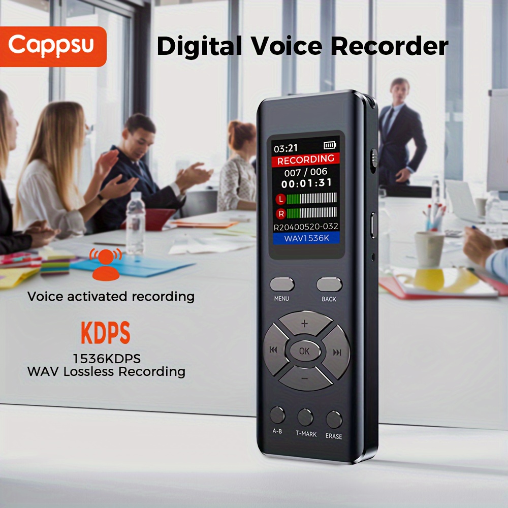 Reloj inteligente con grabadora de voz Digital, pulsera grabadora de una  tecla, reproductor MP3, reducción de