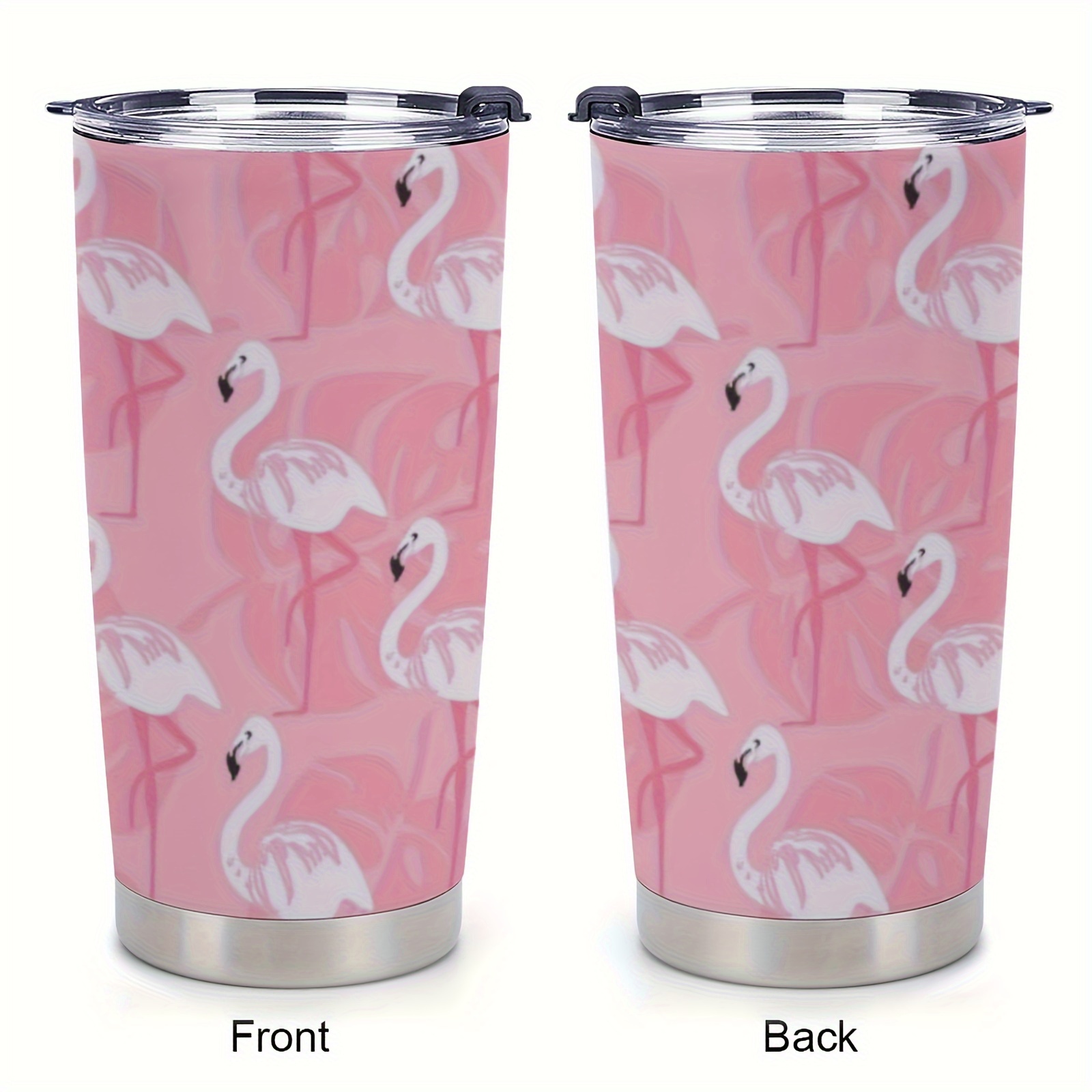 

1pc Flamingo Pattern 20oz Tumbler Insulated Coffee Cup Beverage Container Travel Mug With Lid Double Wall Stainless Steel Bpa-free For Sport Back To School Supply