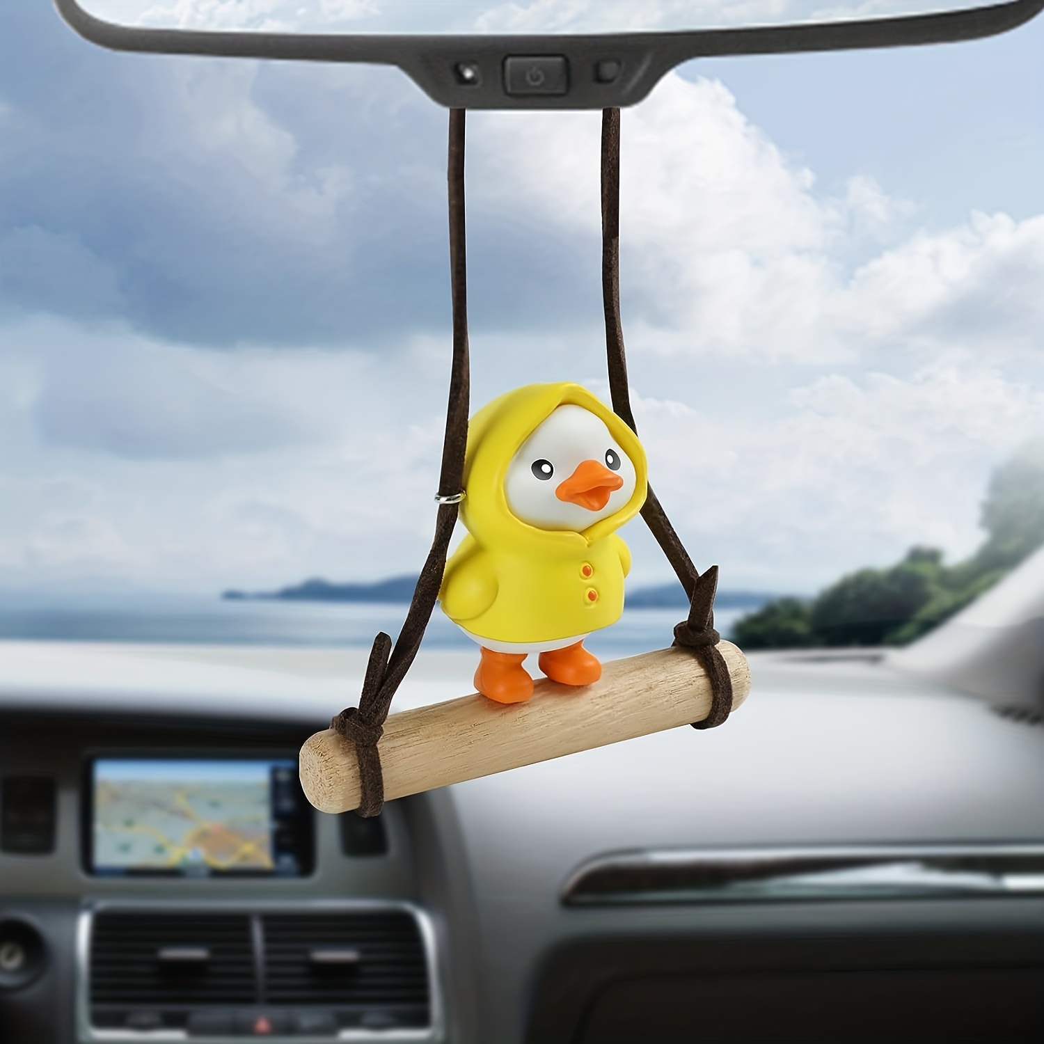 Cute Car Charm Hanging Ornament Cool Swinging Duck Car Accessories Teens, Save Deals