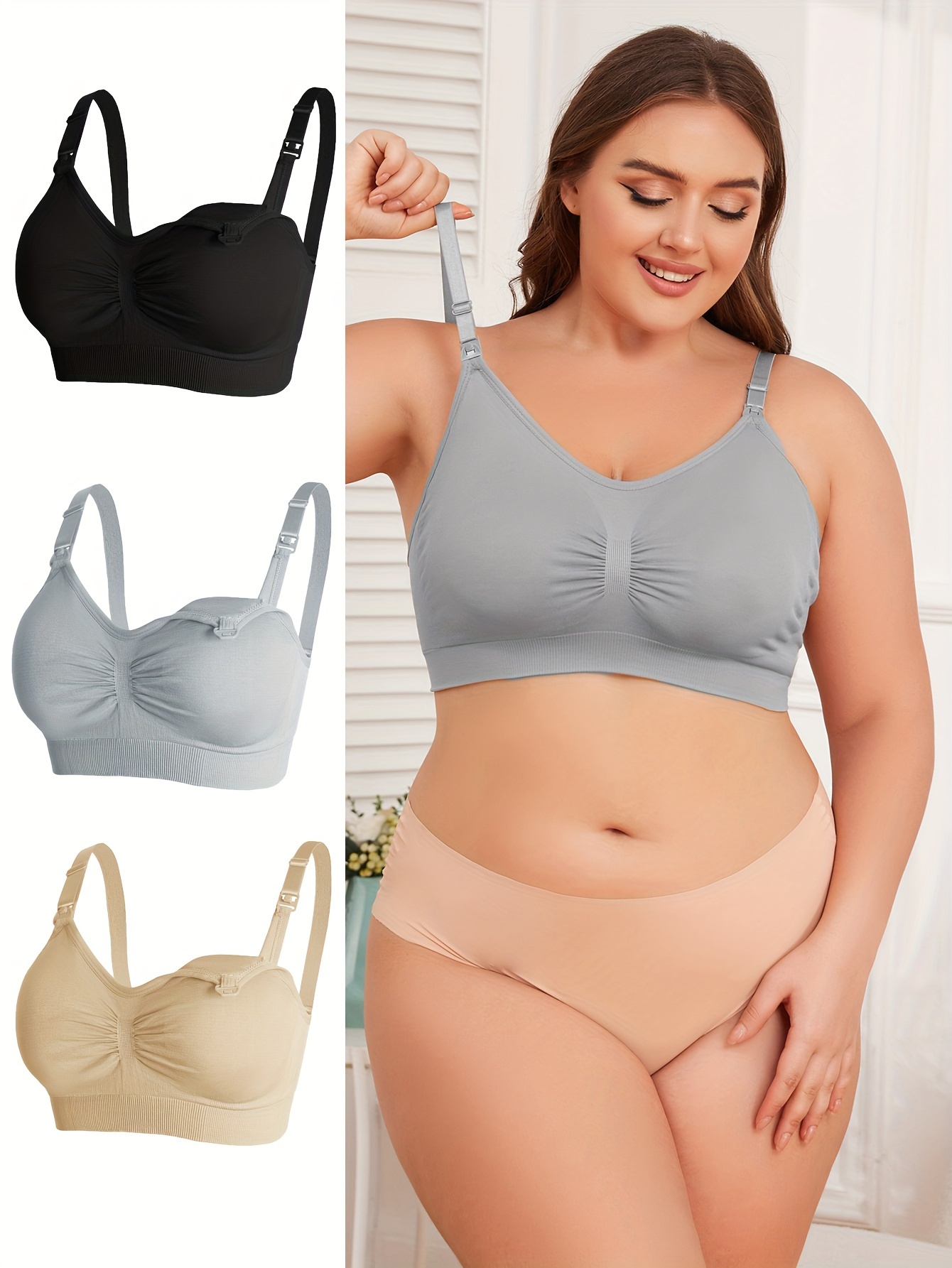 Women's Maternity Solid Bra Breast Feeding Underwear - Temu