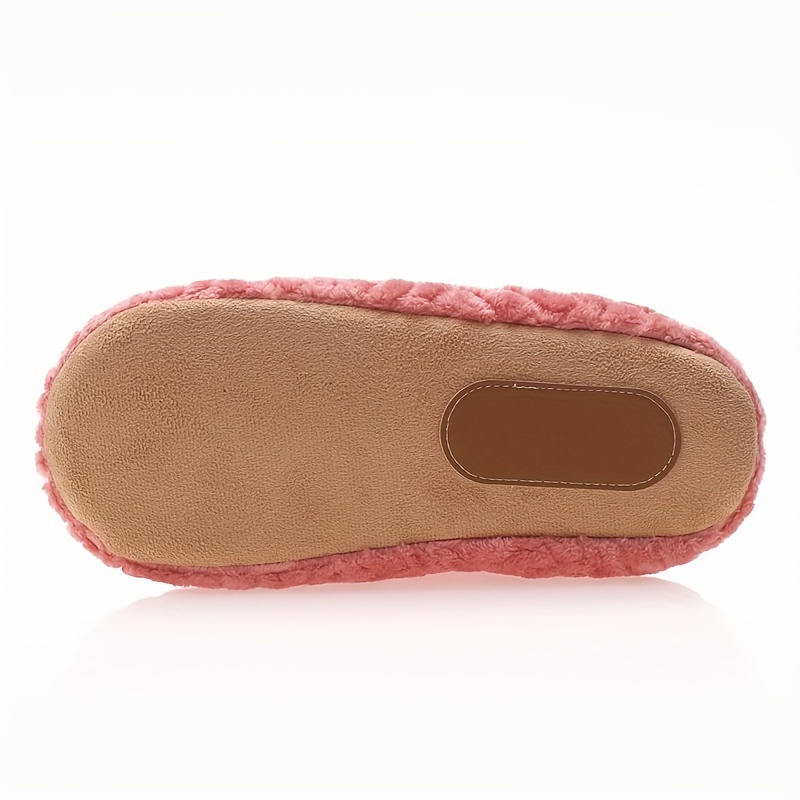 Solid Color Plush Winter Slippers, Closed Toe Soft Sole Slip On Shoes, Winter Warm Home Floor Slippers