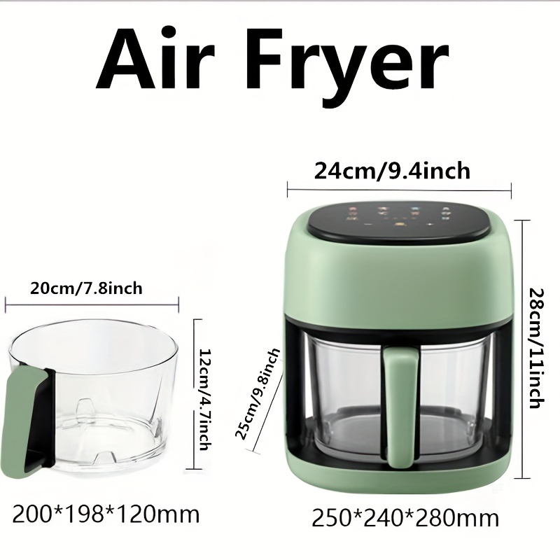 6.3 Qt Large Family Size Greaseless Air Fryer: 8-in-1 Customizable  Functions, Digital Temp & Time Control, - Black - Temu