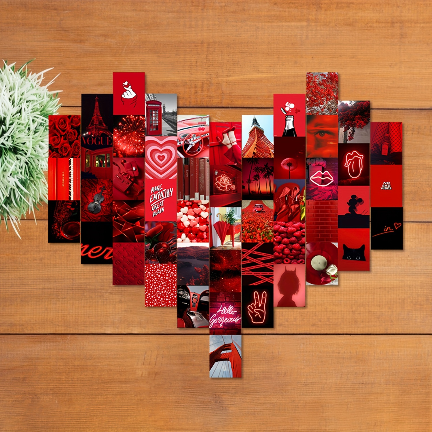 Red Valentine's Day Wall Collage Kit, Valentine Aesthetic