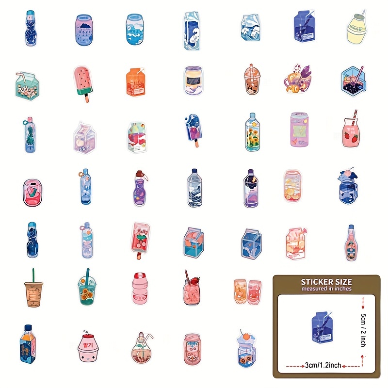 Cute Summer Flavored Juice Drink Stickers Lovely Cartoon - Temu