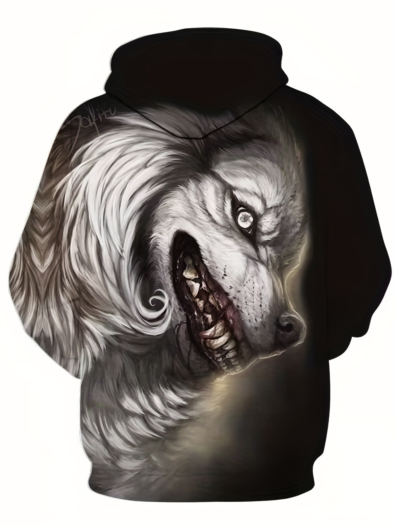 Men's Wolf Graphic Hoodie Active Slightly Stretch Breathable Hooded Sweatshirt