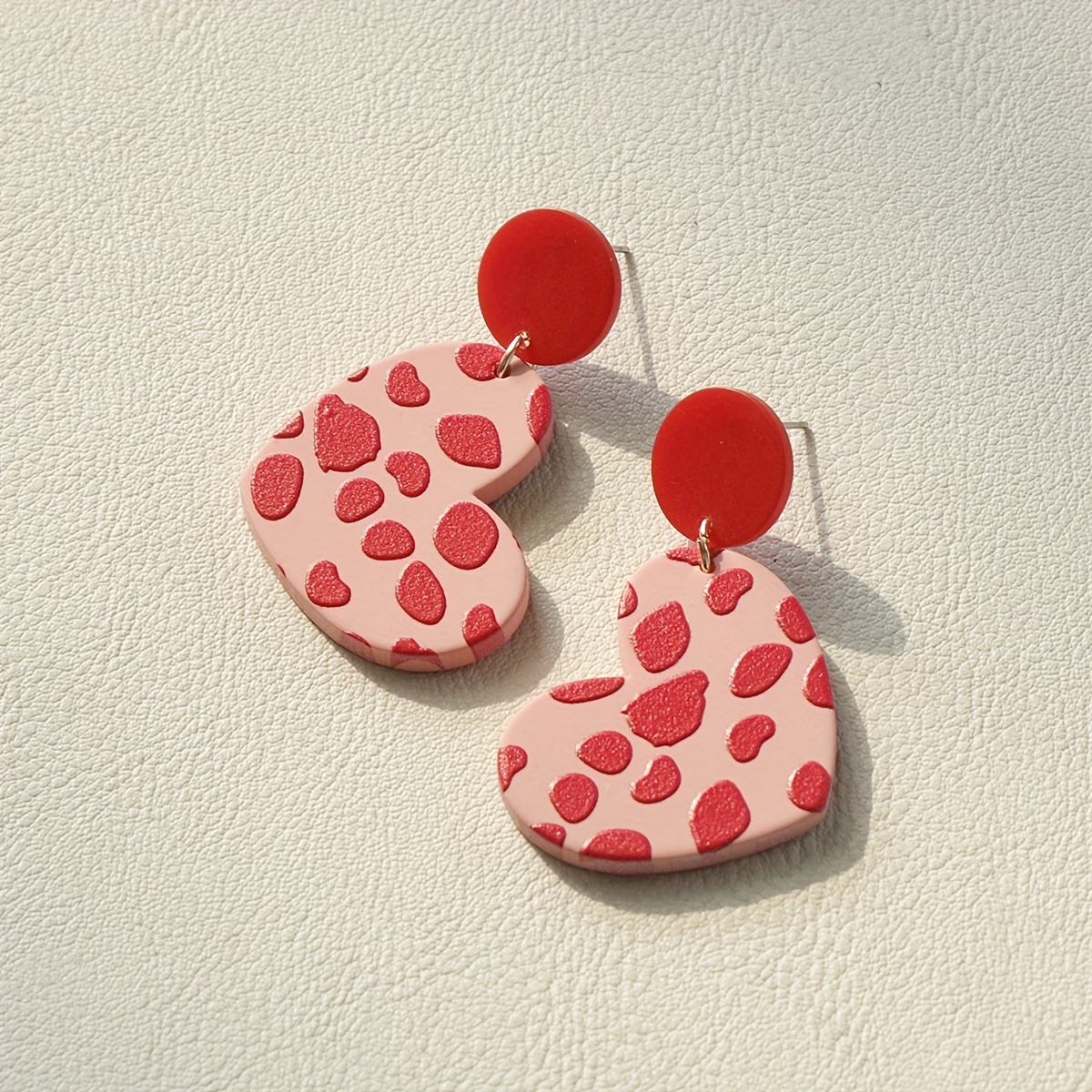 Orecchini Pendenti A Forma Di Cuore In Acrilico Leopardato - Bijoux Alla Moda Per Ragazze E Coppie - Idea Regalo San Valentino - 4