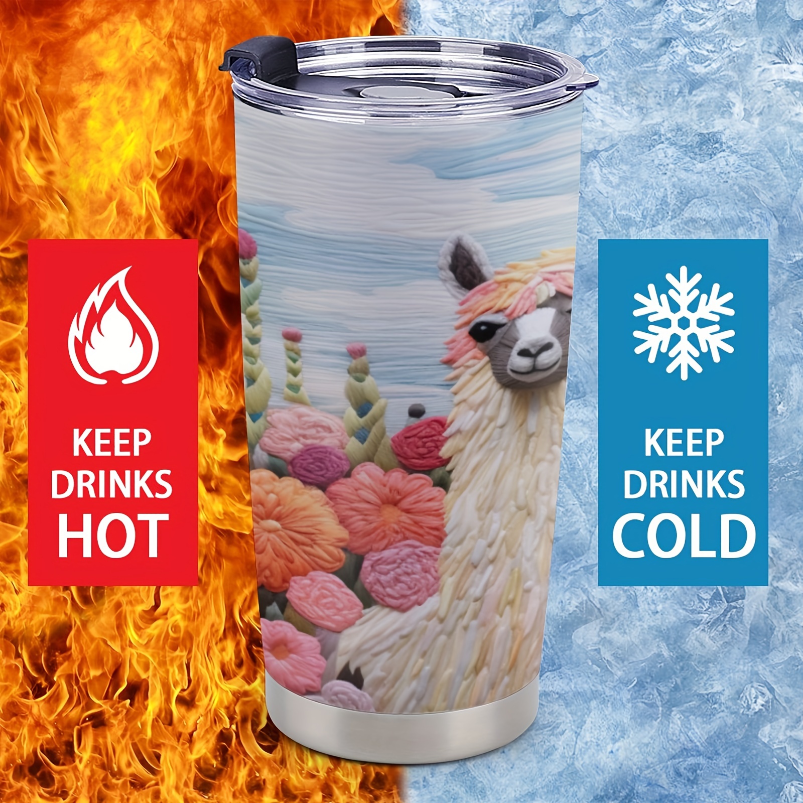 1pc 20oz alpaca stainless steel tumbler cup lid double wall - Temu Australia