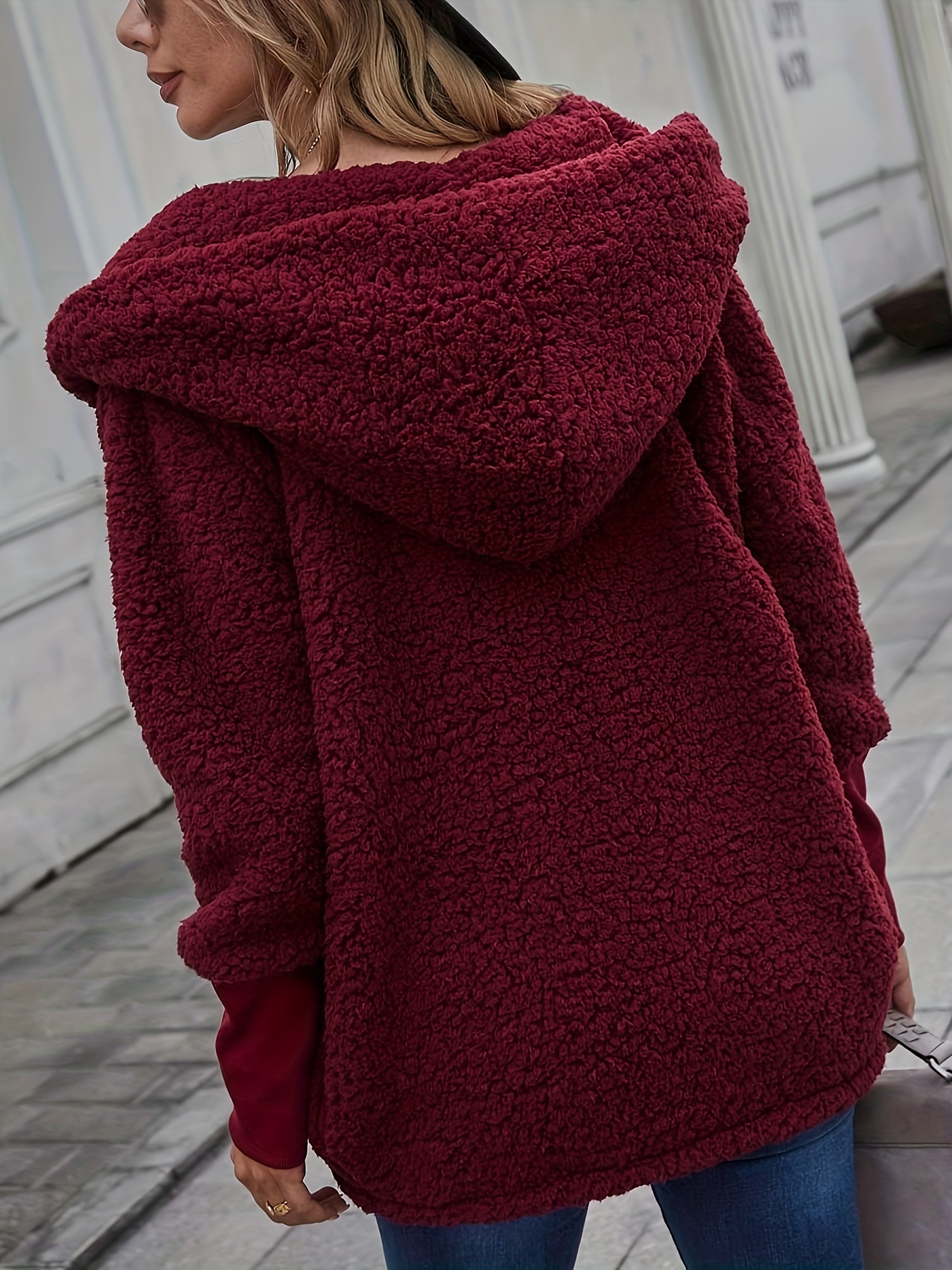 Maroon teddy cheap coat