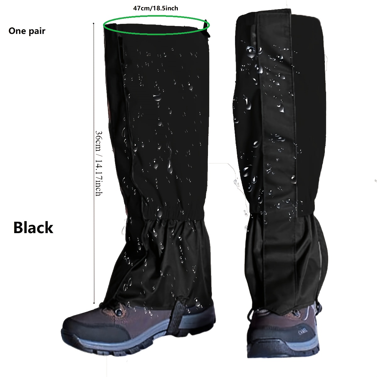 MAGGIFT Leg Gaiters,Gaiters for Hiking Waterproof and  Adjustable Snow Boot Gaiters for Walking, Hunting, Mountain Climbing, and  Snowshoeing (Black) : Sports & Outdoors