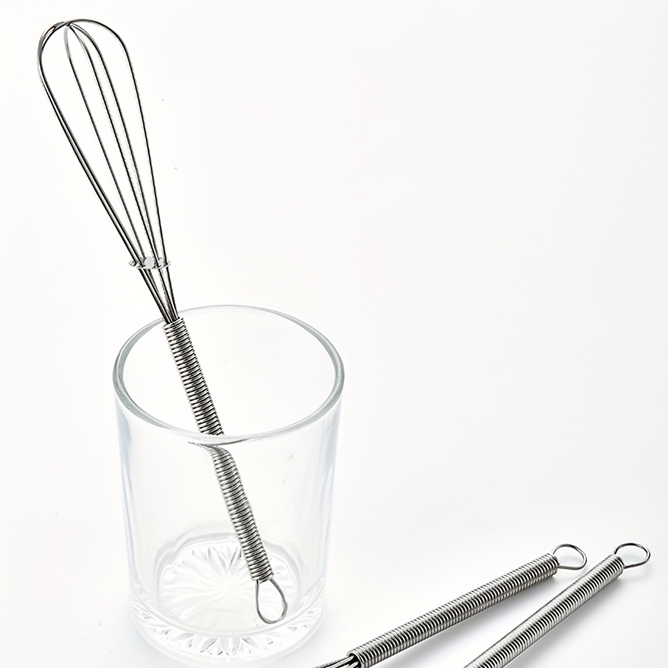 Stainless Steel Mini Whisk Spring Handle Manual Egg Beater Small
