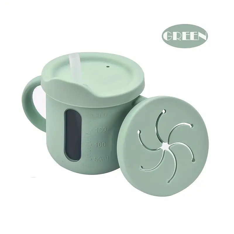 Children's Sippy Cup Binaural Drinking Snack Cup Double Ear Handles With  Baby Straw Cups Silicone Learning Drink Cups - Temu