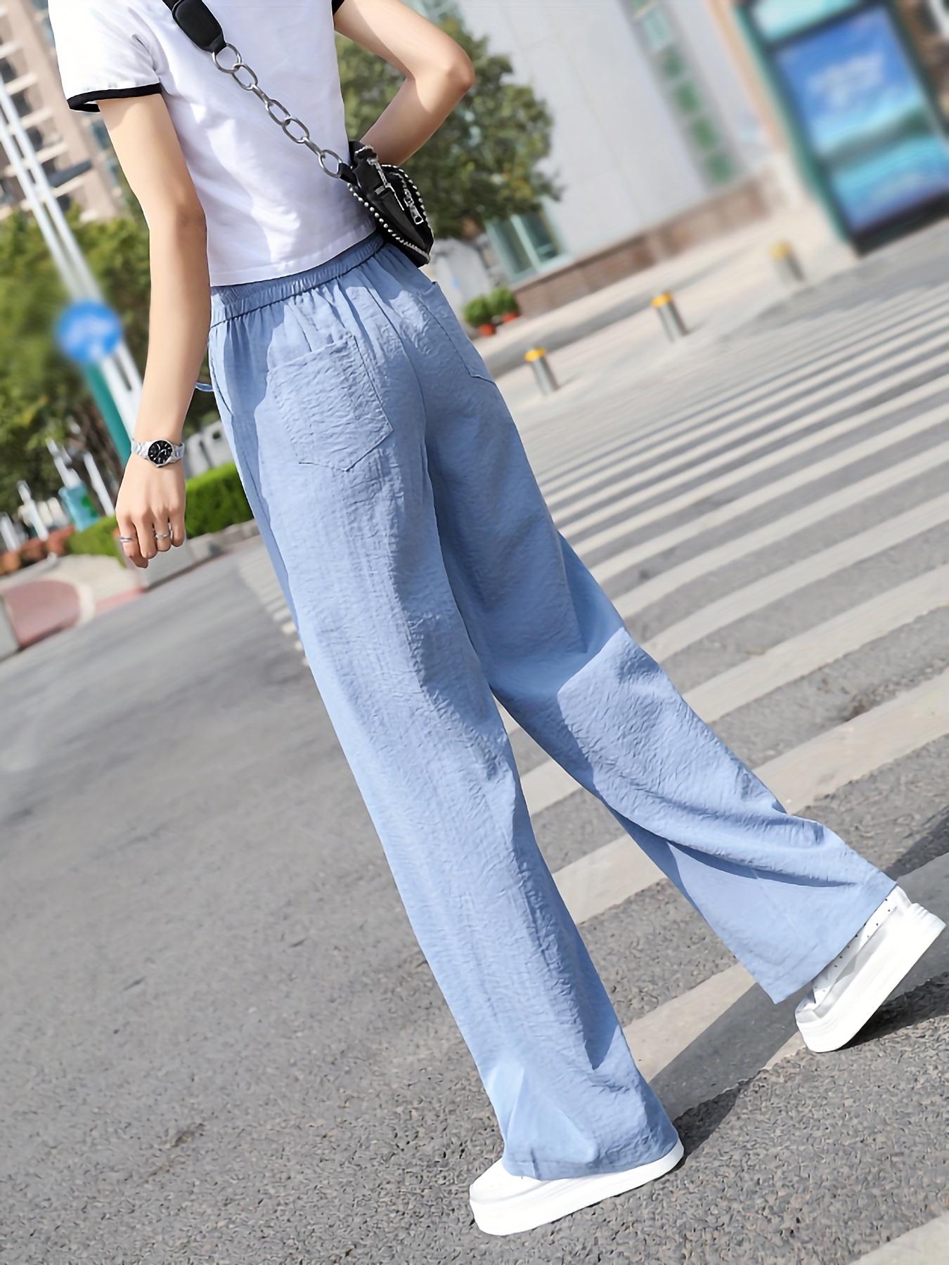 Summer Wide Leg Drawstring Pants for Women Lightweight Elastic Waist Casual  Yoga Long Trousers with Pocket for Work, Ag, Small : : Clothing,  Shoes & Accessories