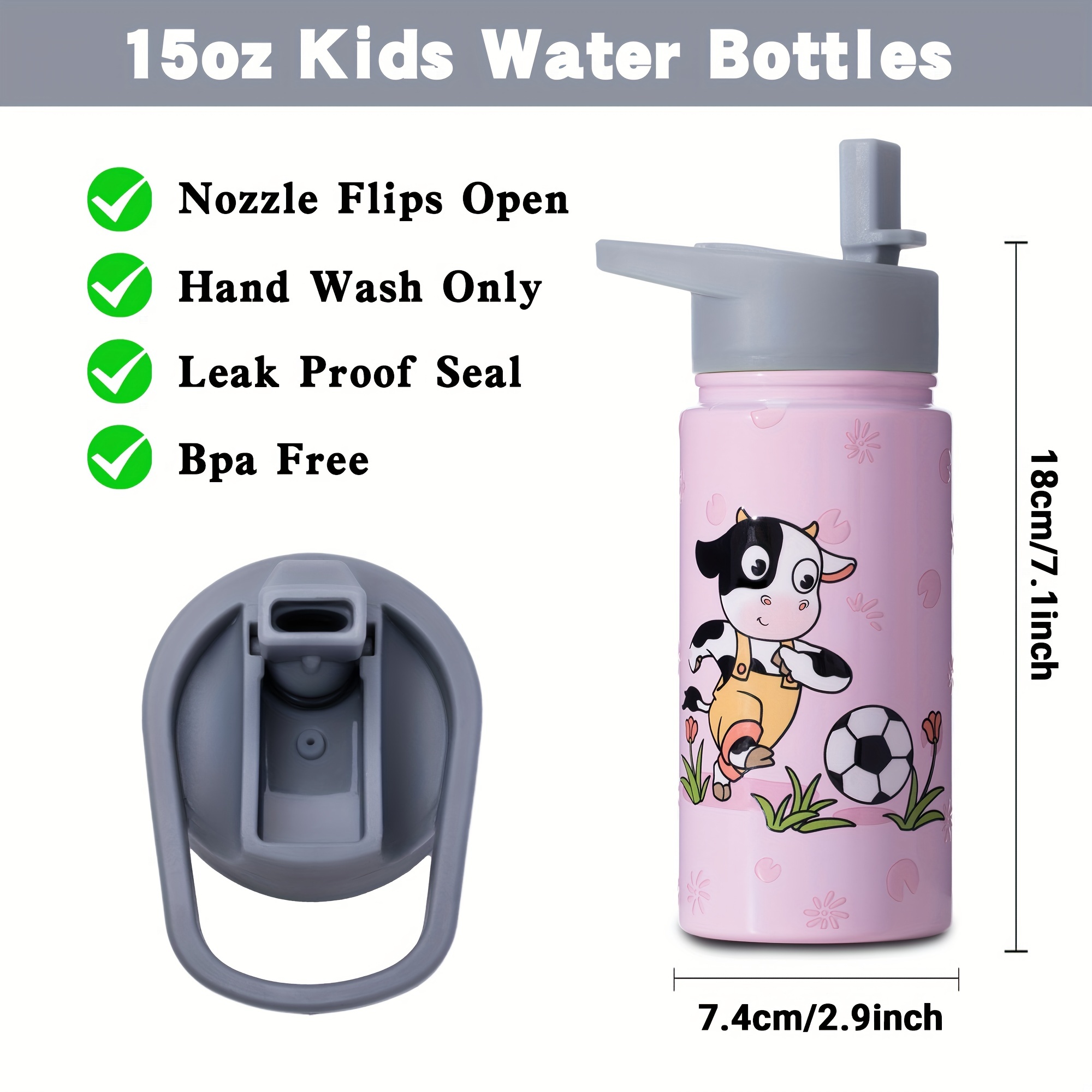 Botella de agua de acero inoxidable para niños, botella de agua aislada al  vacío de acero inoxidable de 12 onzas para niños, botellas aisladas al