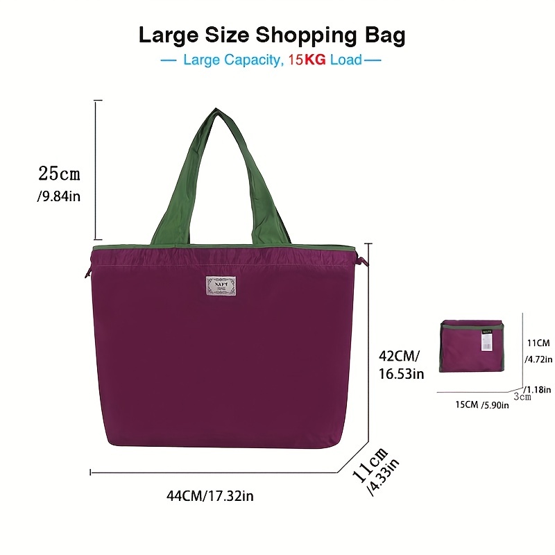 Large Capacity Reusable Grocery Bag Foldable Drawstring Storage Bag