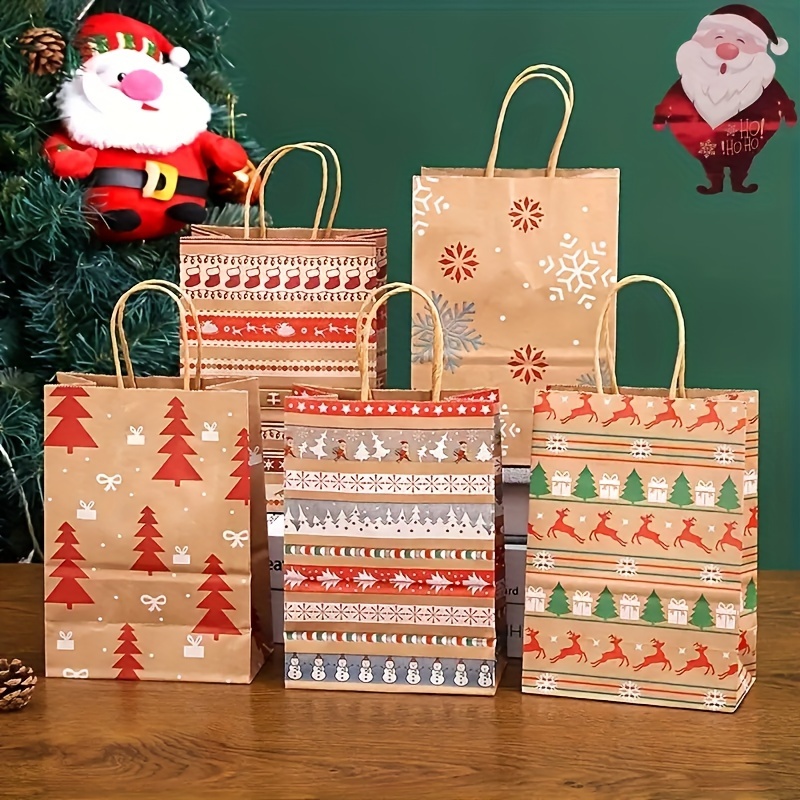 10個の紙製ギフトバッグ スノーフレークメリークリスマスキャンディ