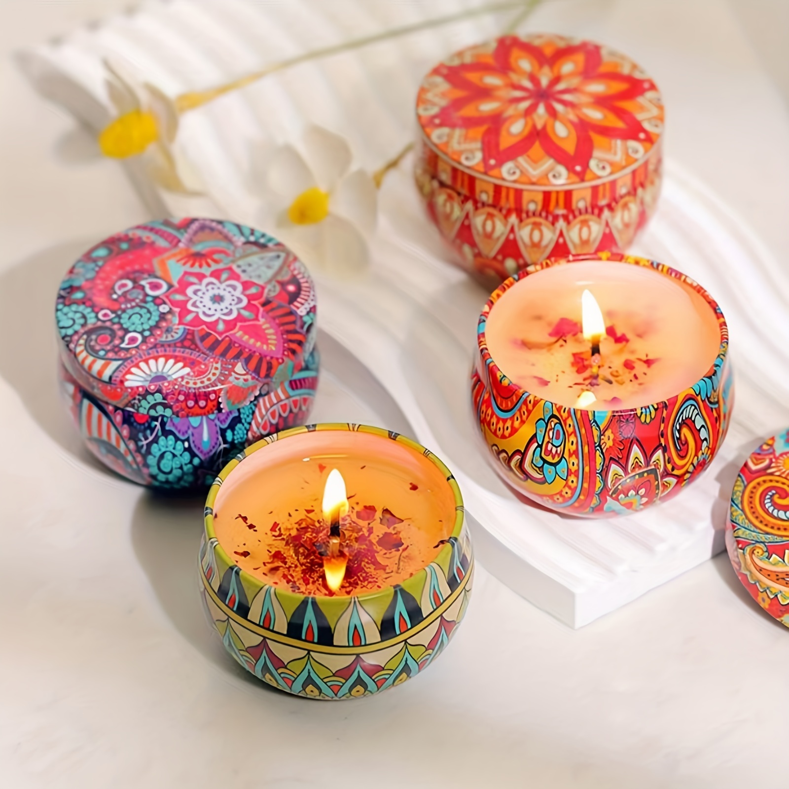 4pcs Scented Candle Set Jasmine Sandalwood Rose Perfect for Relaxation