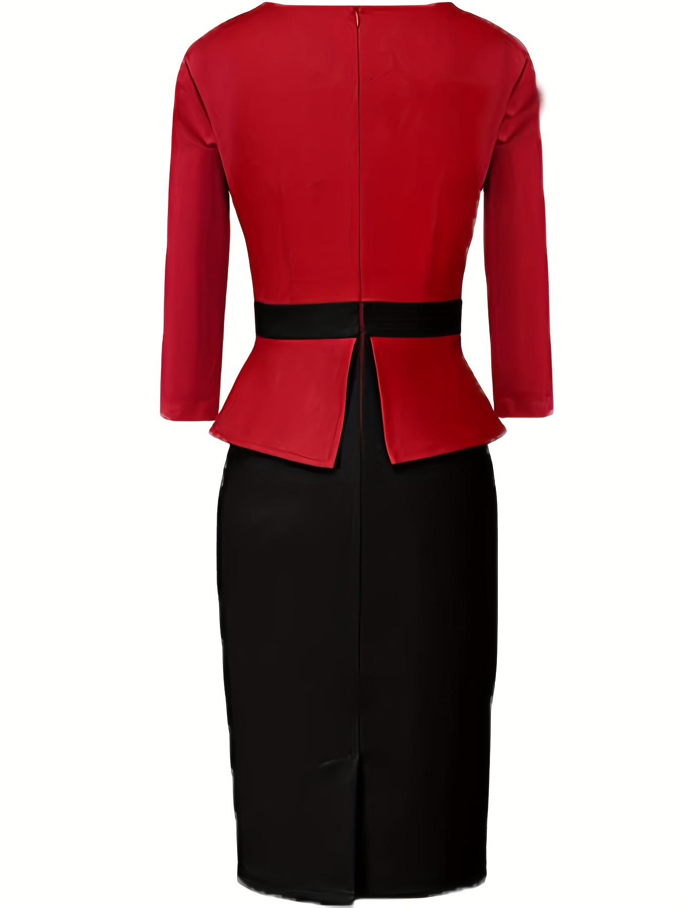 Color Block Peplum Dress Elegant Tucked Bodycon Work Office - Temu