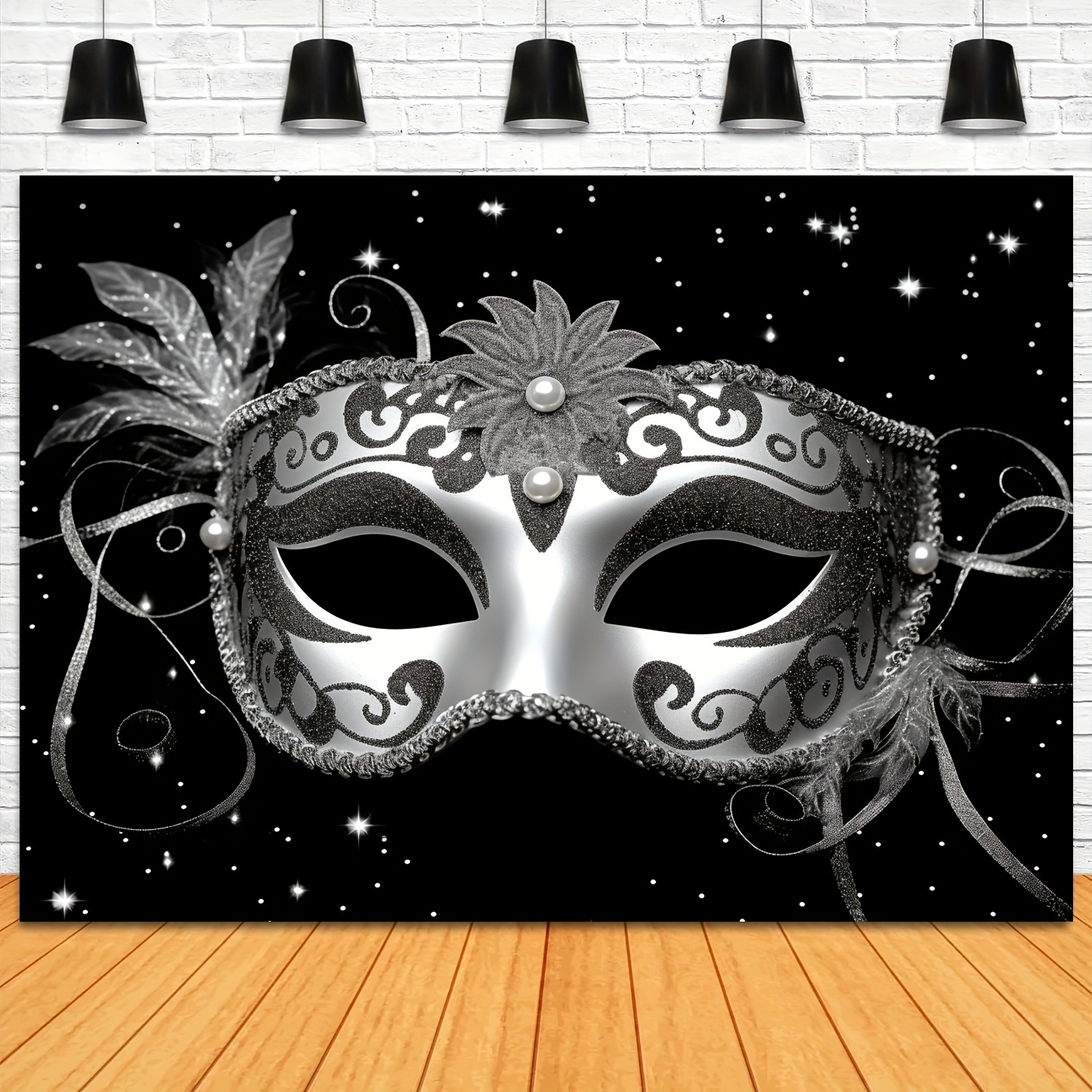 Masquerade Party Backdrops Retro Gold Black Mask Carnival - Temu