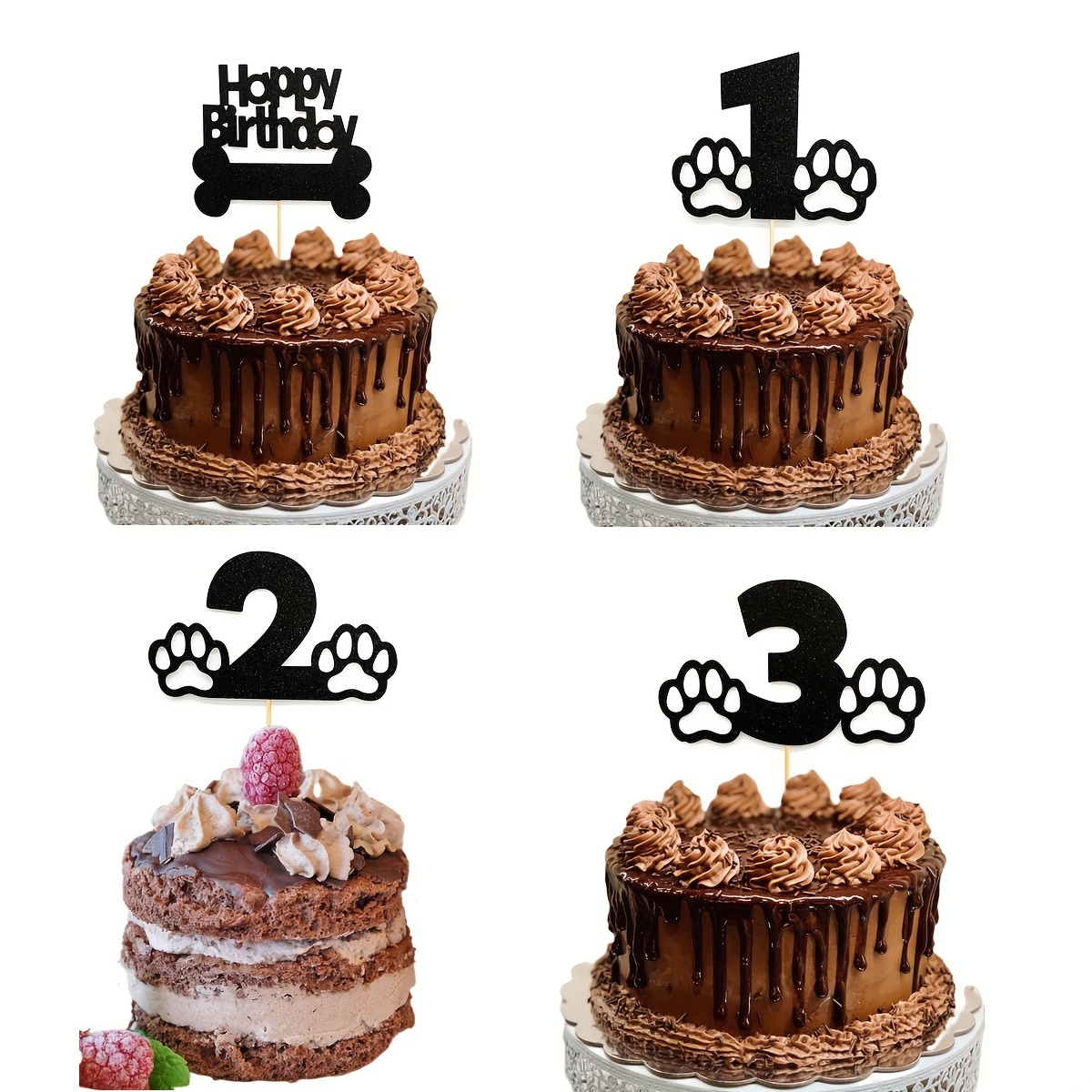 1pc Decoración Pastel Fiesta Cumpleaños Pata Perro 3 Años - Temu