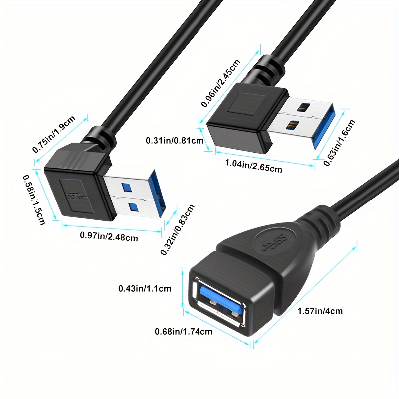 5gbps usb 3 0 extension cable elbow 90 degrees up down left right angle usb a male to female adapter data cord extension cable
