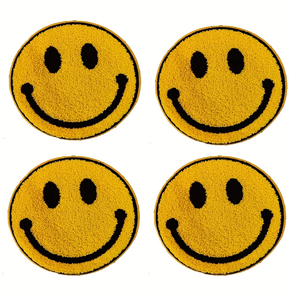 Smiling Face Embroidered Towel Patch Iron On Or Sew On Diy