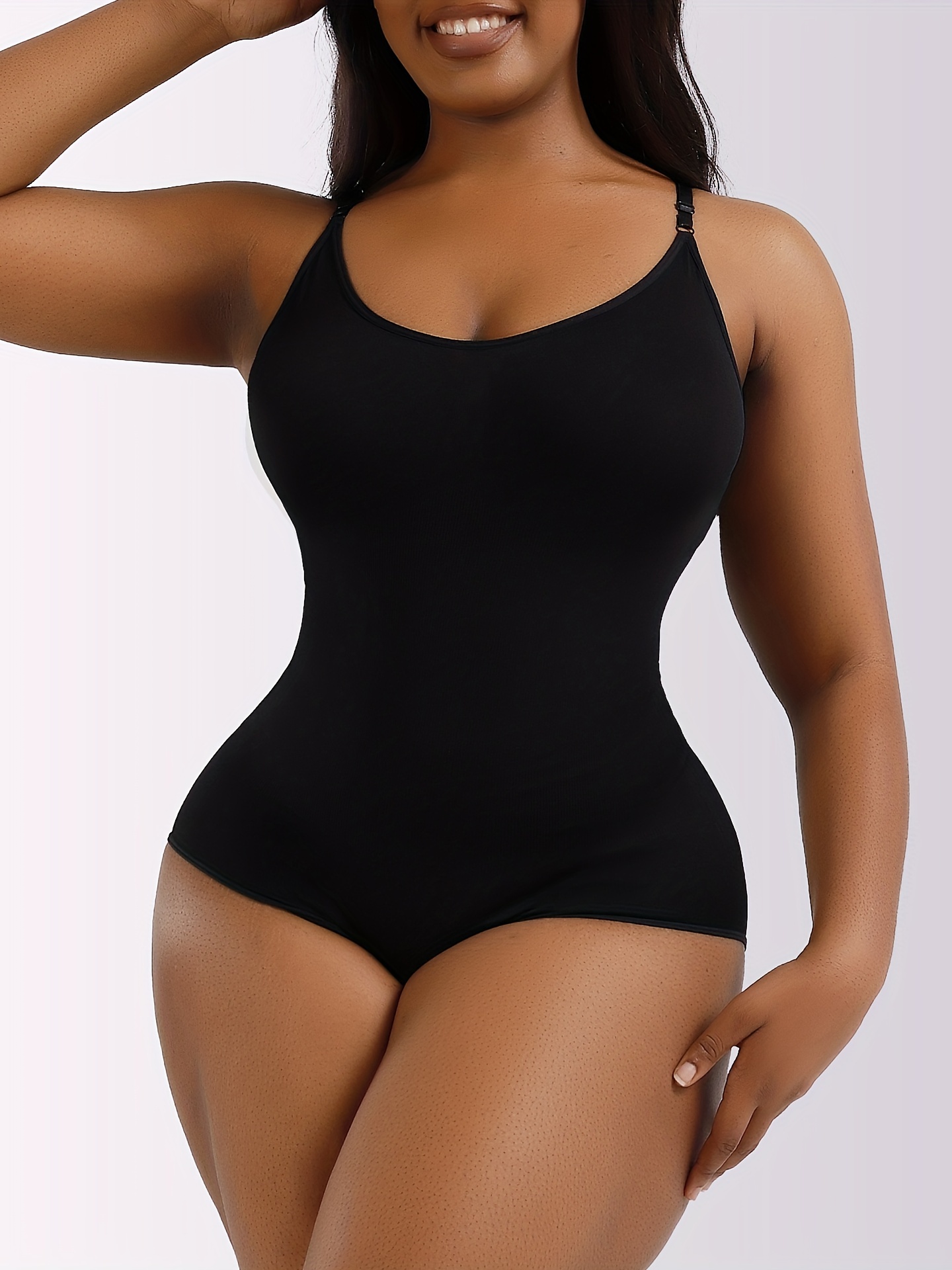 AgileMind Women Full Slip Shapewear Bodysuit Under Dress Lingerie Slimming Body  Shaper Built In Bra Cami Tummy Control Girdle Black【in stock】 S
