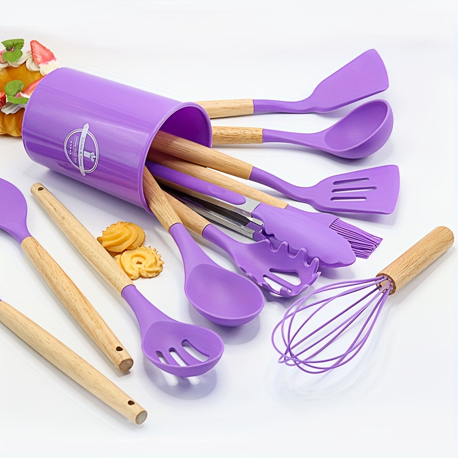 Silicone Cooking Utensils Set Non-Stick Spatula Shovel Wooden Handle –  Persian Seller