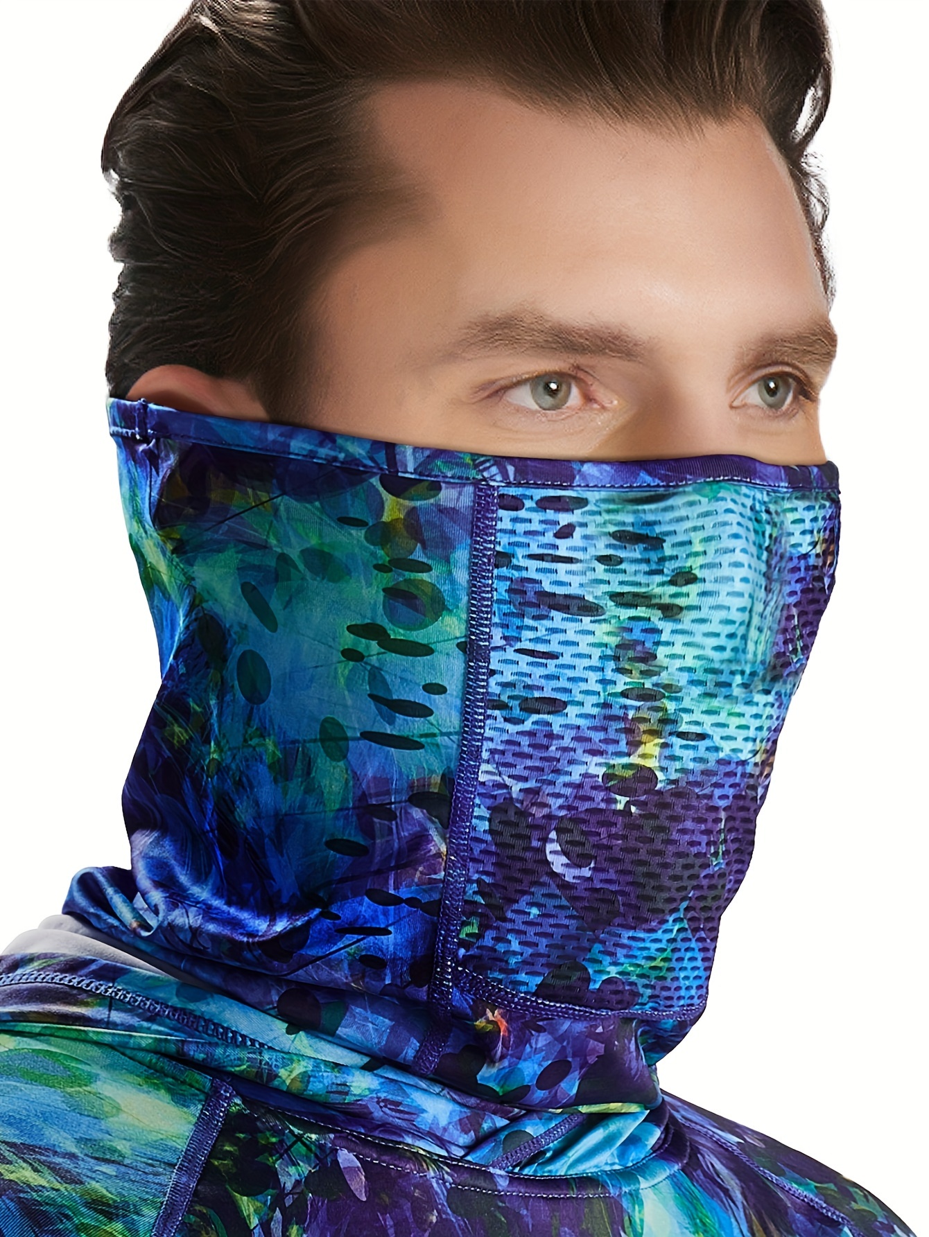 Men's Camouflage Upf 50+ Sun Protection Hoodie Mask Long - Temu