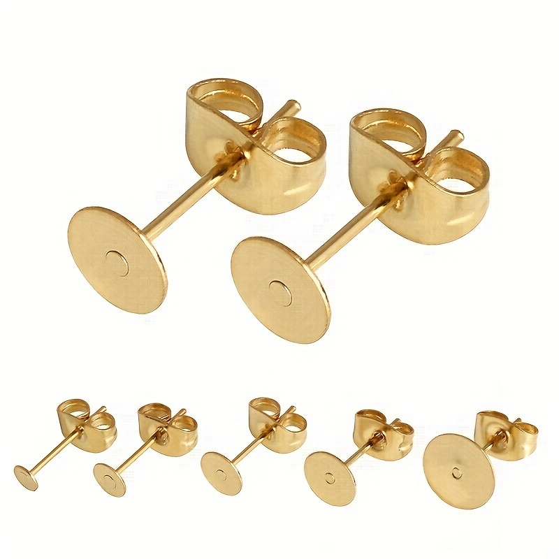 Or Wooden Earring Findings Flat Round Earring Posts Strap - Temu