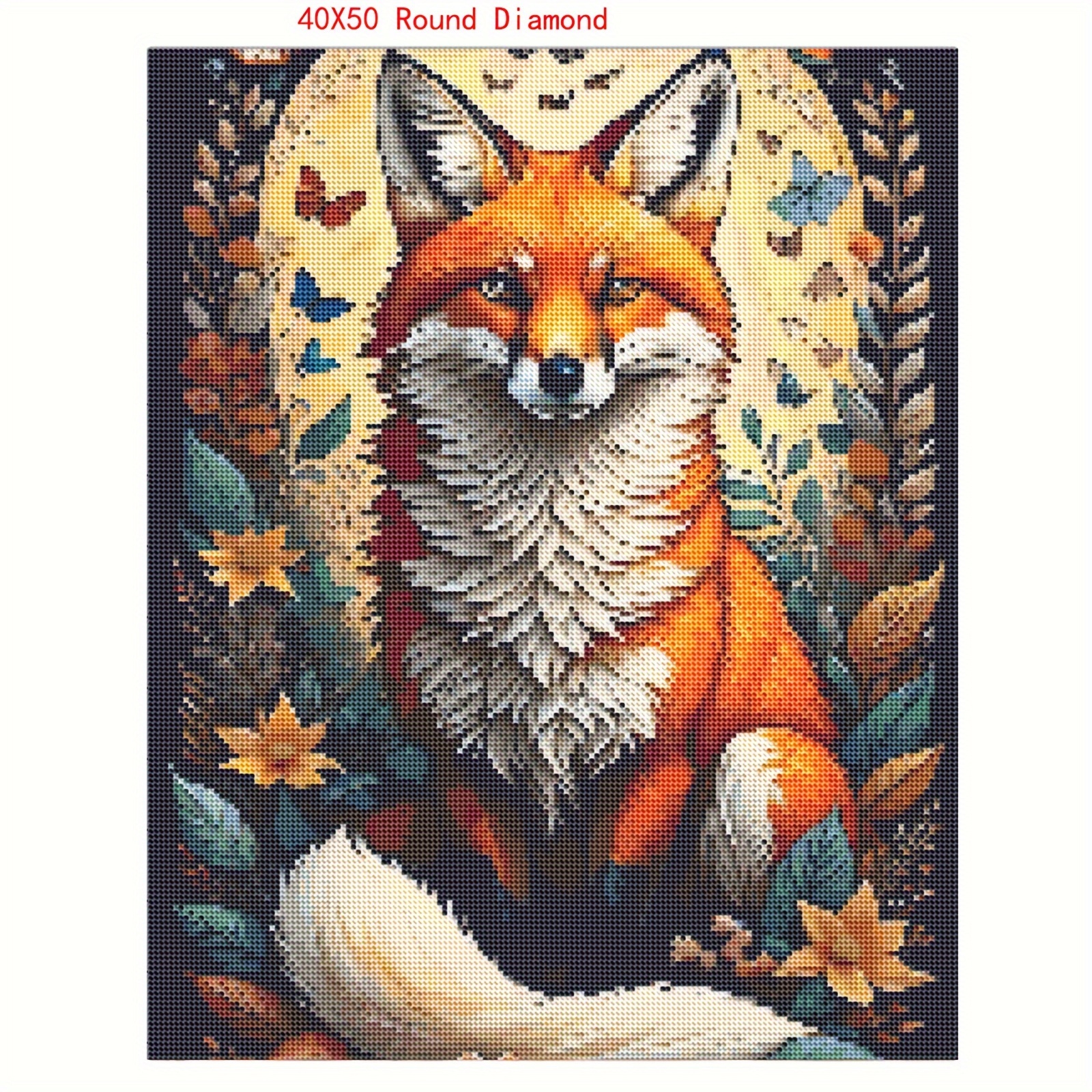 Square Diamond Painting Large Fox 15x19 Inches for Adults Children 5D Diamond Puzzles Painting by Numbers Cross Stitch Animals Rhinestones