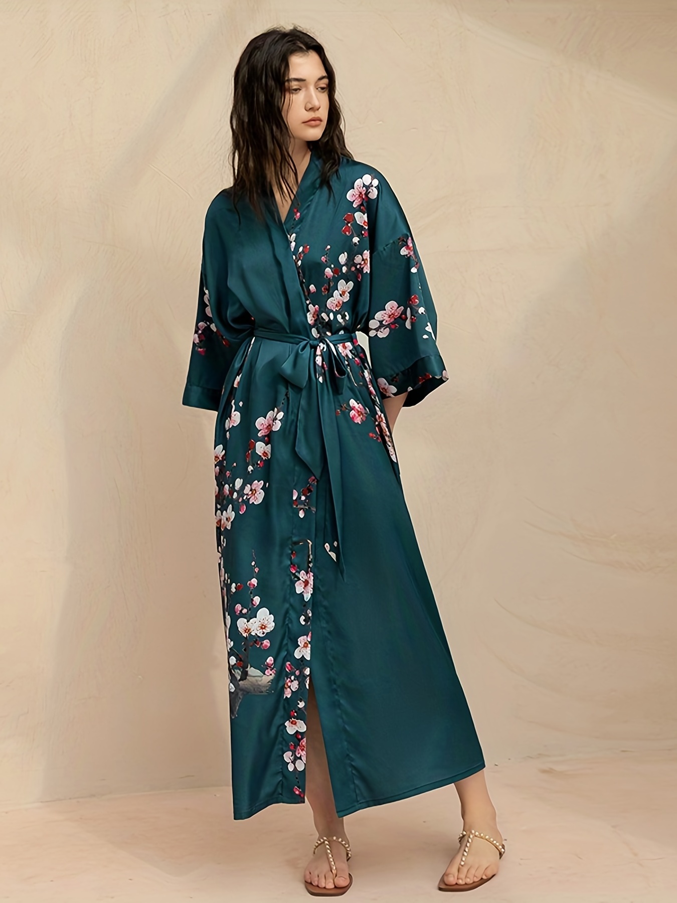 Kimono Robes Women Long Satin Robe Floral Robes Kimonos - Temu Sweden