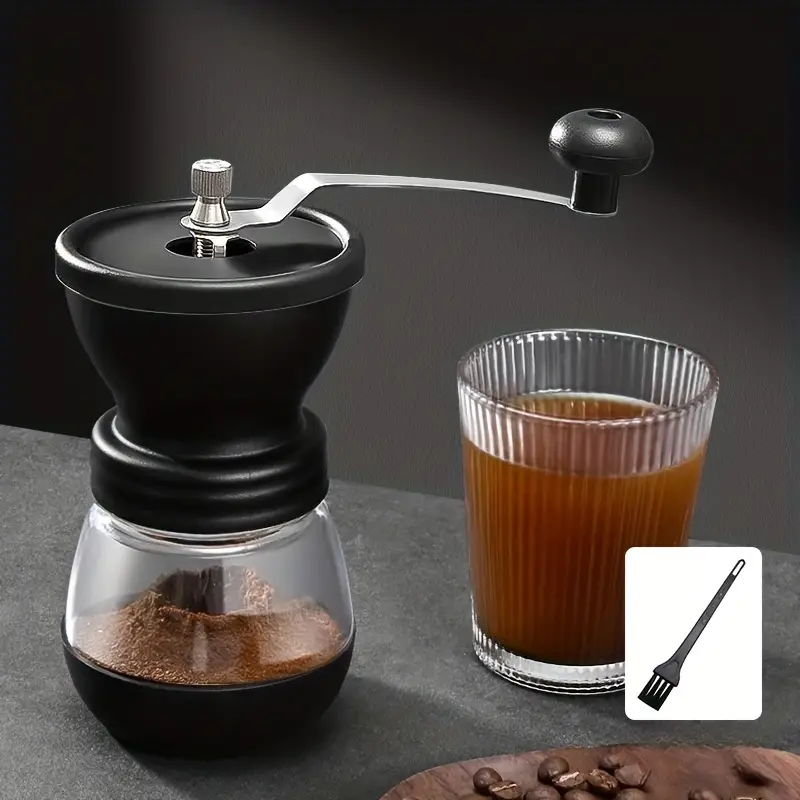 1pc Hand-Cranked Black Coffee Grinder - Manual Bean Grinder for Home Use -  Small Powder Grinder for Coffee Beans - Coffee Accessories