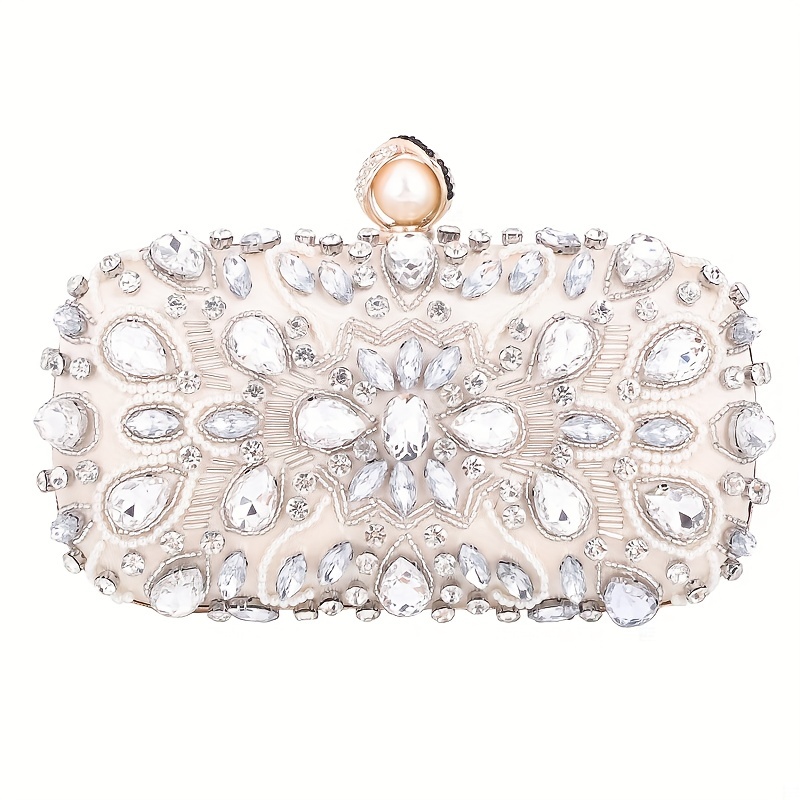 Glitter Rhinestone Beaded Decor Elegant Clutch Bag Faux - Temu