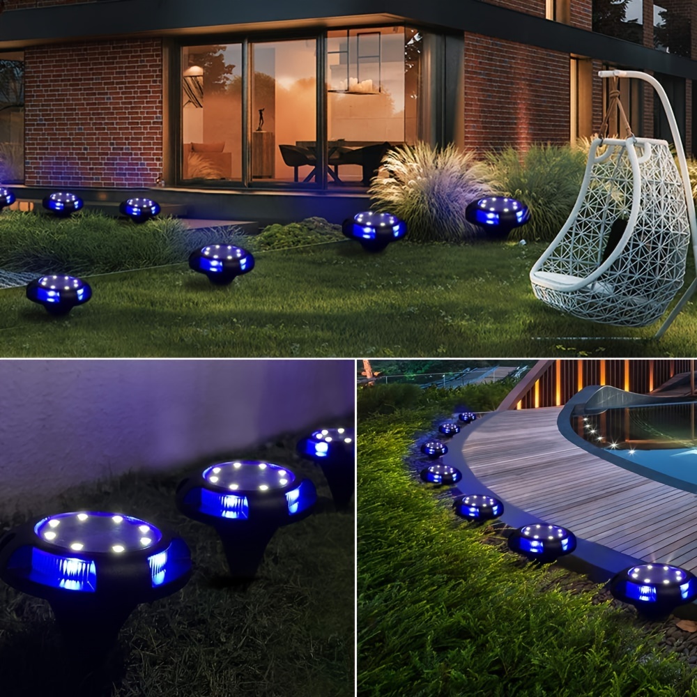 blue solar ground lights