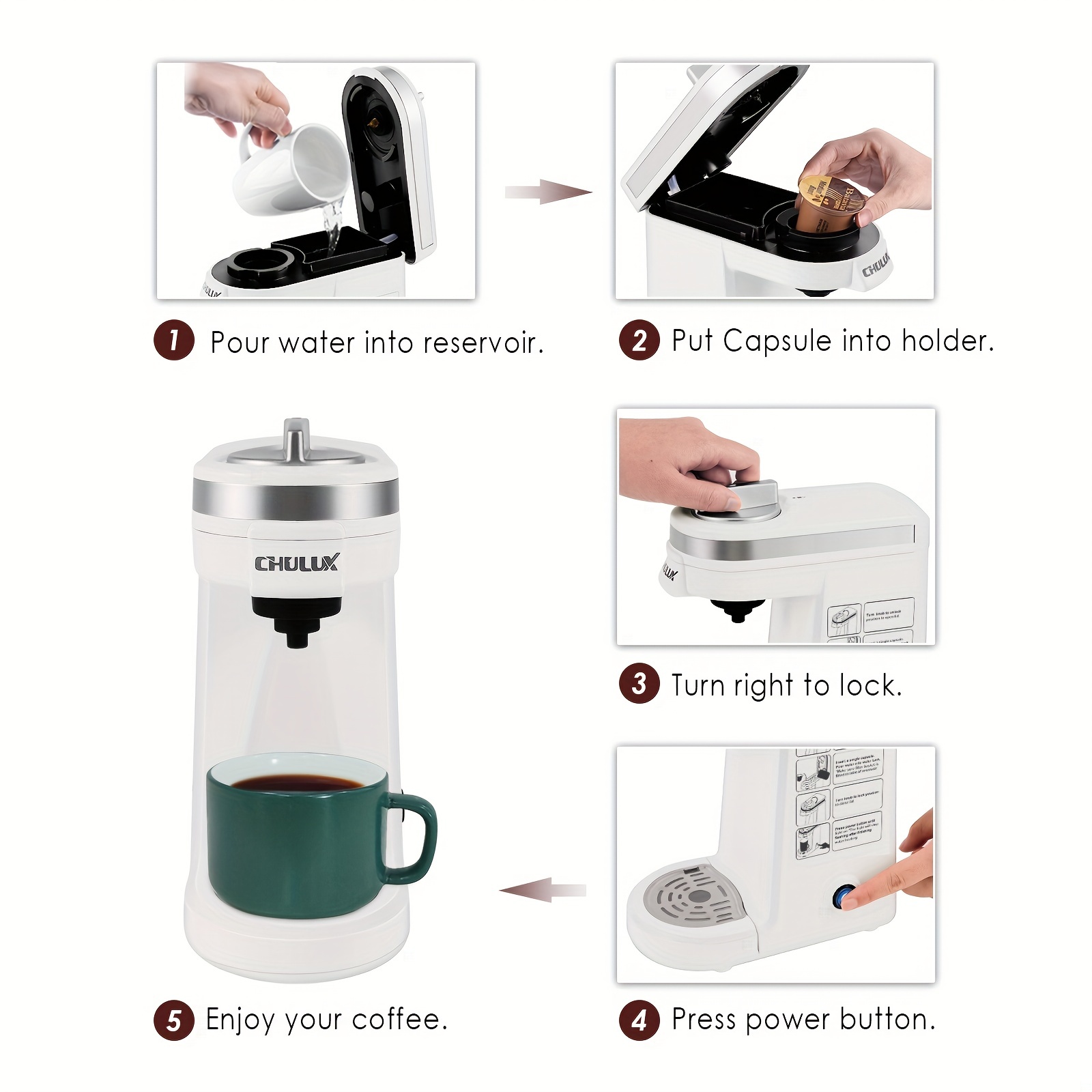 CHULUX Single Serve / Cup [Coffee] Maker Brewer for K-Cup & Ground & Tea  Leaf, Travel