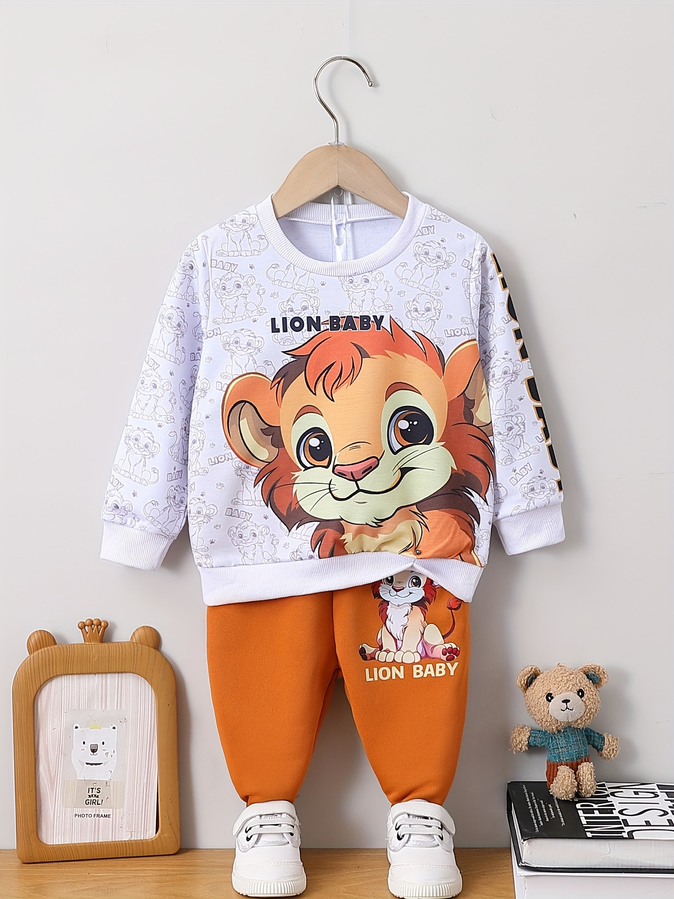 Ropa de bebé para niños pequeños de 0 a 5 años, camiseta con estampado de  leones de dibujos animados + pantalones cortos, conjuntos de 2 piezas de