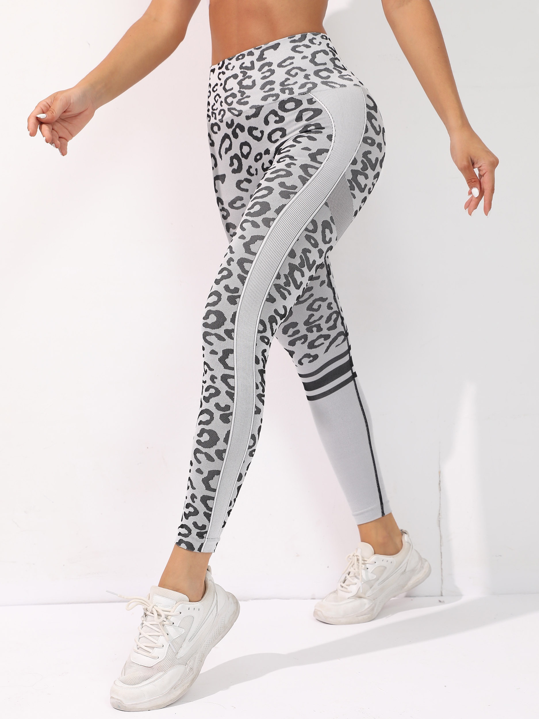 Seamless Yoga Leggings Leopard Pattern High Stretchy - Temu Canada