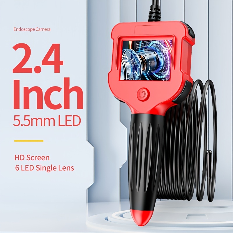 Endoskopkamera mit Licht, 1080P HD Endoskop Inspektionskamera 5.5mm IP67  wasserdichte Rohrkamera mit 2.4 Zoll Bildschirm, Halbstarres Kabel für  Auto