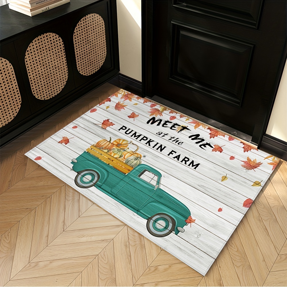  Indoor Door Mat Kitchen Rug,Pumpkins Thanksgiving Farm