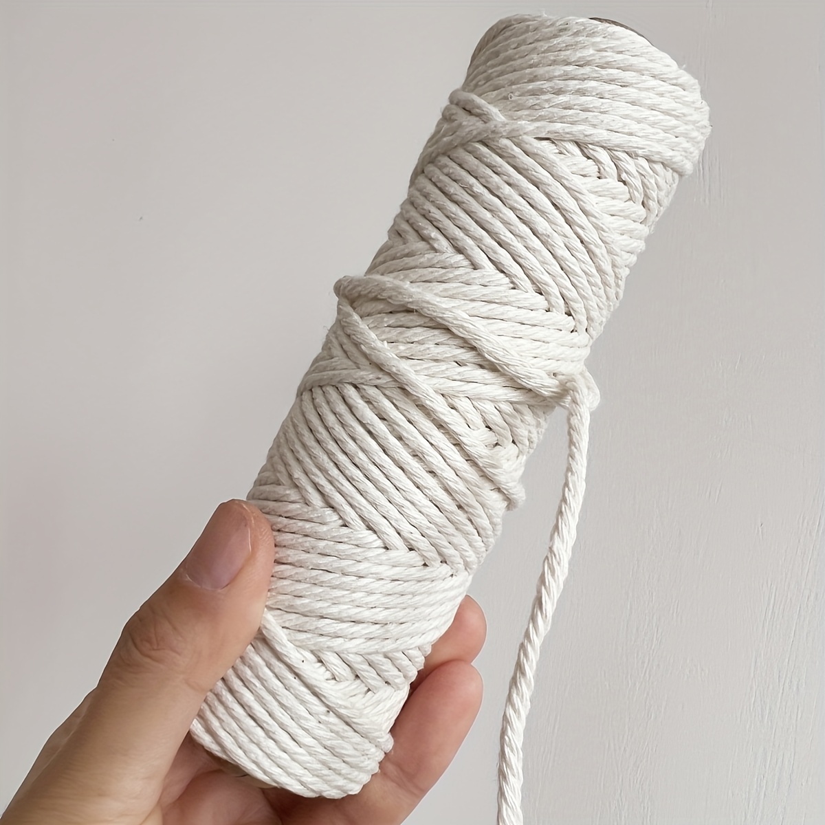 Macrame Cord 6mm x109 Yards Macrame Cotton Cord, 4 Strand Twisted Macrame  Yarn, Natural Cotton Cord Perfect Macrame Supplies for Macrame Plant  Hangers