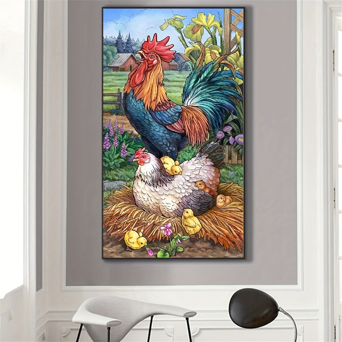 Glass Art Chicken Diamond Art Kit, for Adults Kids 9-12, 8-12