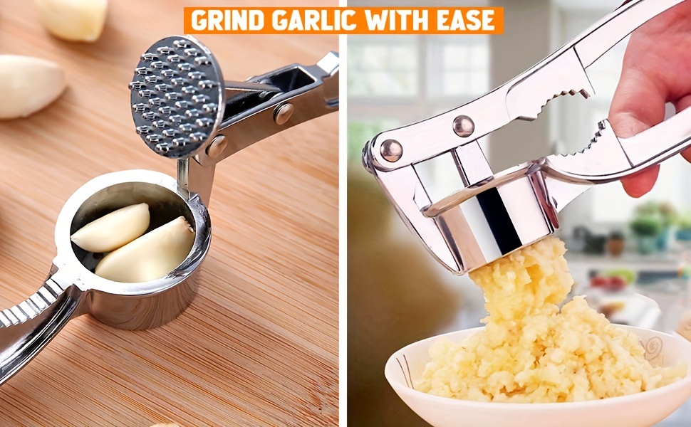 Garlic Press, Stainless Steel Mincing & Crushing Tool for Nuts & Seeds and  Ginger press - Easy Clean 