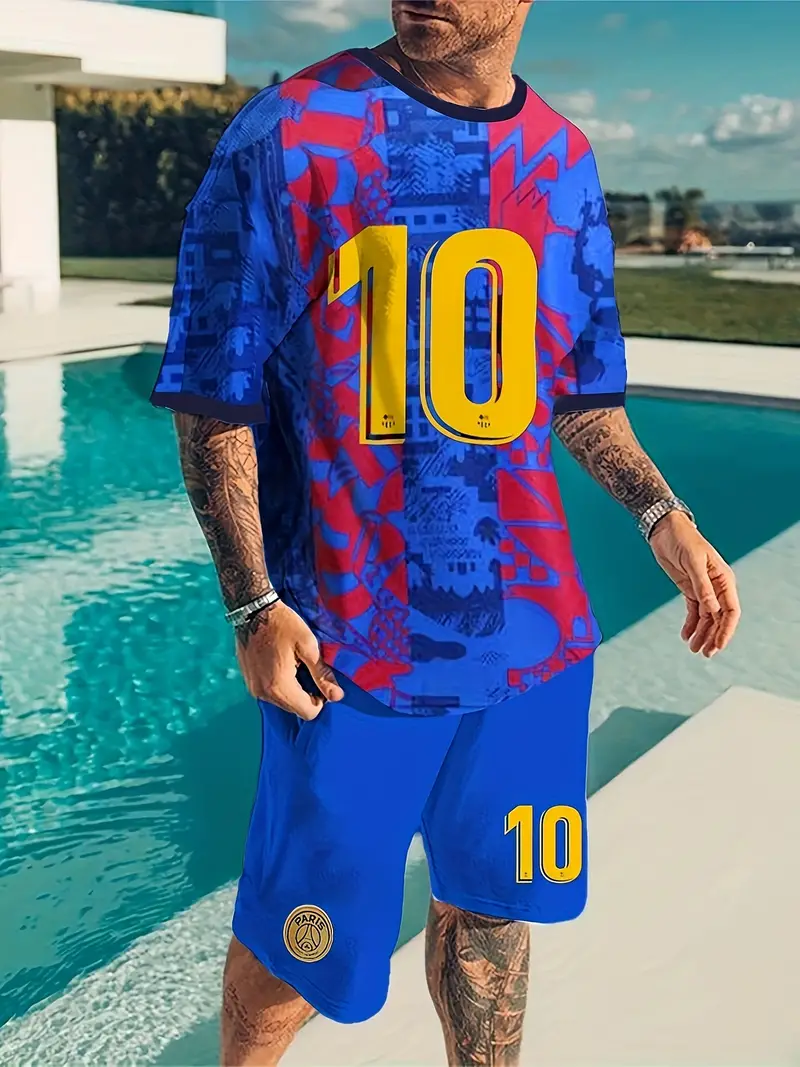 Men's Football Sports Suit Number 10 Short Sleeve T shirt - Temu