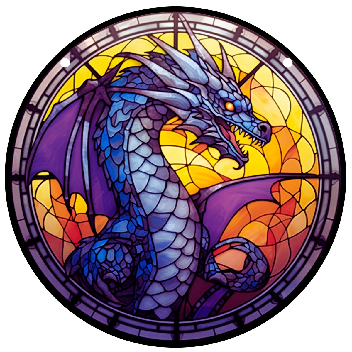 1pc, Chinese Dragon Wreath Sign - Stained Glass Dragon Metal Tin Sign, Gold  Dragon Decoration Dyeing Wall Hanging, Suitable For Home Room Cafe Bedroom