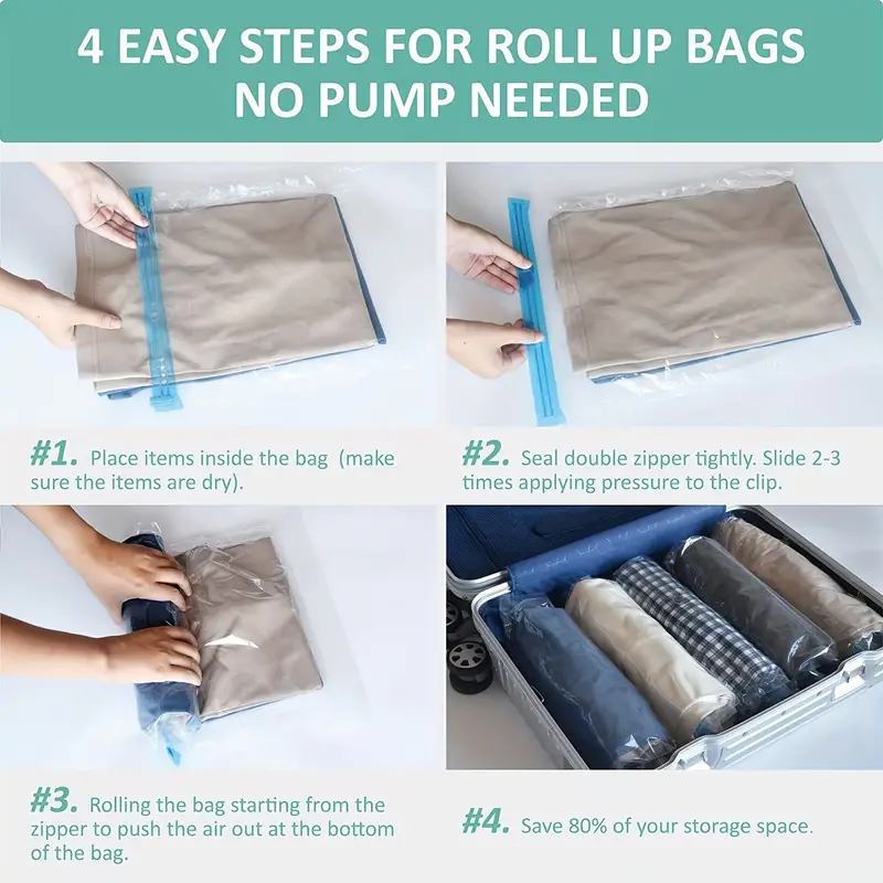 Space-saving Compression Bags - No Vacuum Or Pump Needed - Perfect