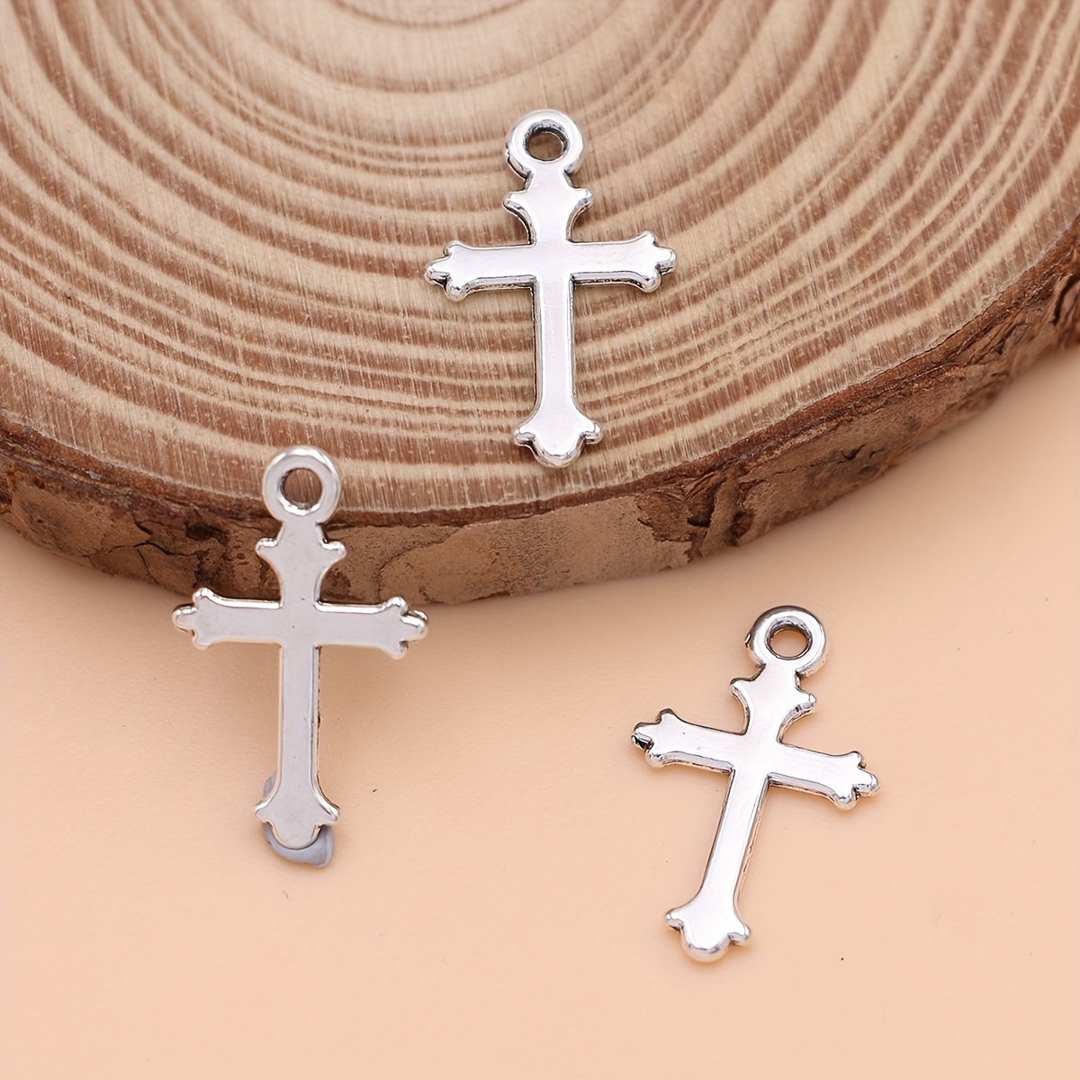 Craftdady Small Cross Charms Tibetan Style Antique Silver Crosses Faith Charms Pendants Crucifix Cross Pendants Metal Dangle Charms for DIY Earring