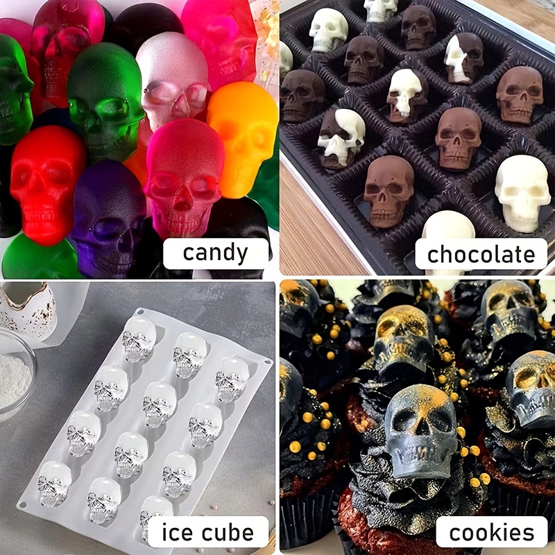 Halloween Candy Molds, Skull Skeleton Molds Silicone With Dropper