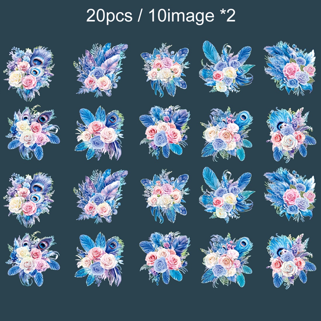 Pet Transparent Blue Flower Vinyl Stickers Decals Bulk - Temu